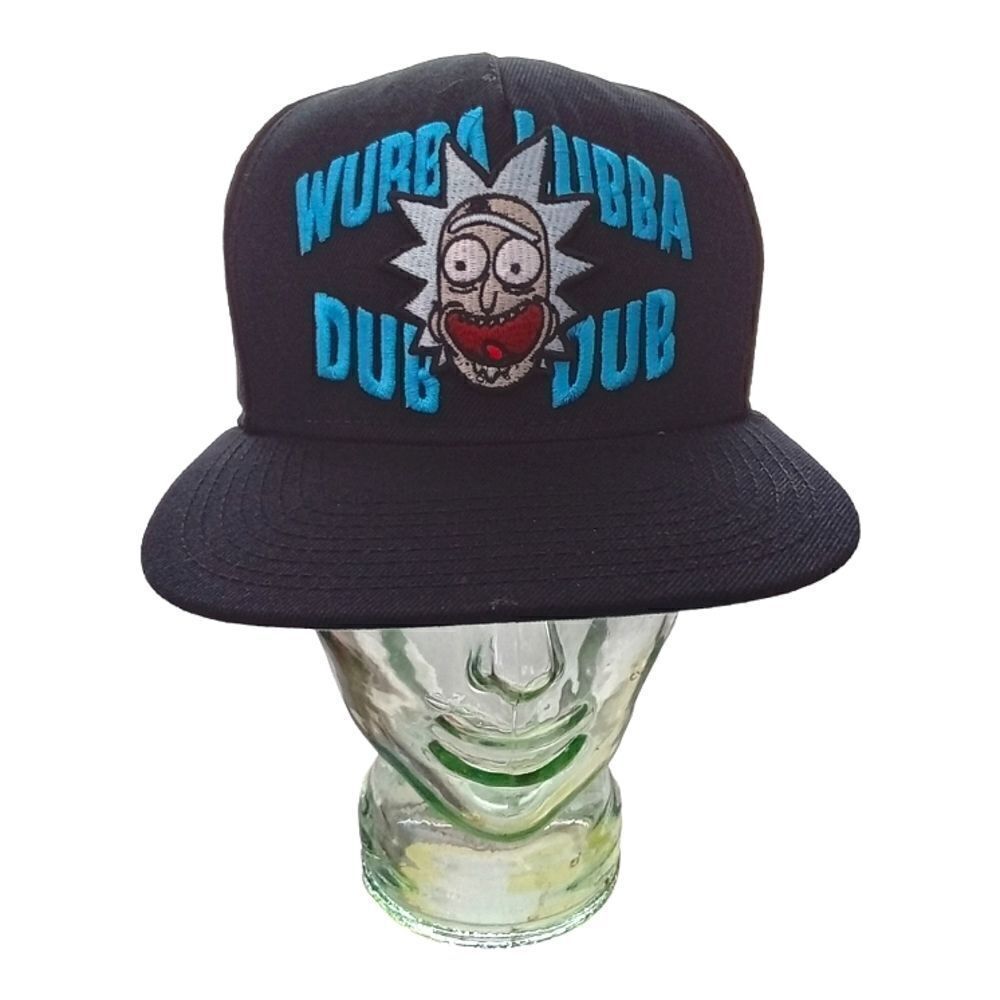 Bioworld Ricky and Morty Snapback Hat Cap Black with Embroidered Graphic Adjusta